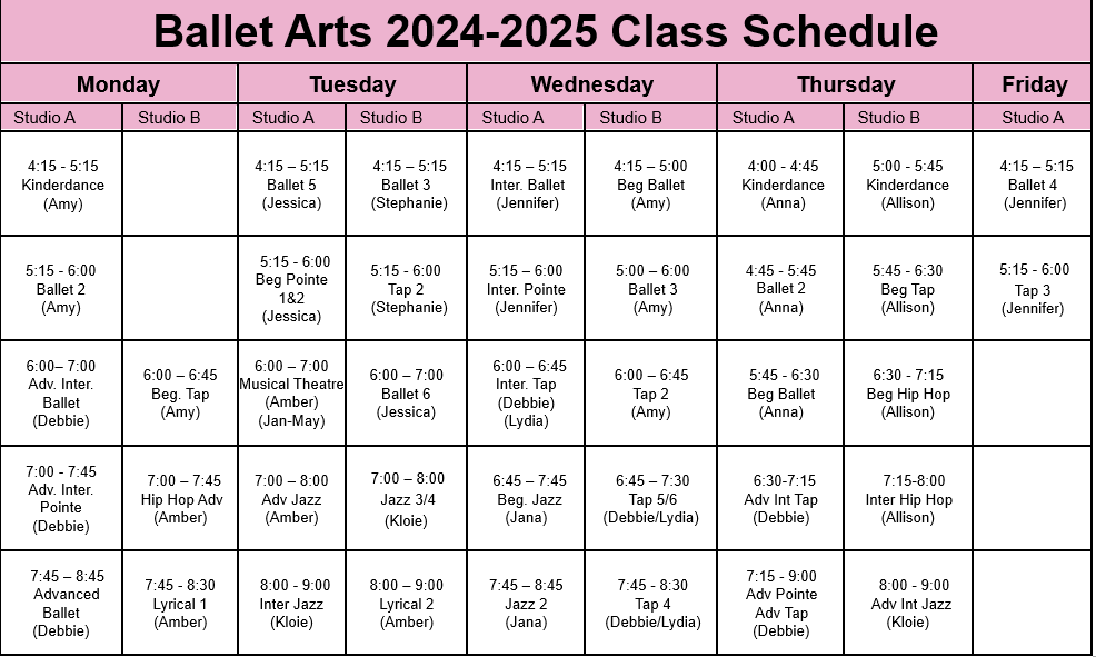 24-25 BAoP Schedule